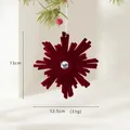 Velvet burgundy snowflake Christmas ornament with center gemstone for tree decoration - Snowflake B Style (BN251787)