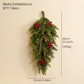 Couronne de Noël en PE 60cm avec baies rouges, pommes de pin et lumières LED au mur - Guirlande Goutte Avec Lumières
