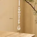 Adorno navideño de acrílico de 20cm con cinta blanca para decoración de festividades - Colgante de Gota de Agua Transparente de Cuentas de Cristal Artificial (25-10)