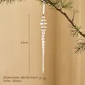 Colgante de carámbano acrílico transparente de 24 cm con cuentas para árbol de Navidad - Adorno de Carámbano Puntiagudo Largo de Cristal Facetado (25-11)