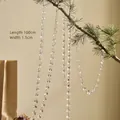 Juego de dos guirnaldas de cuentas de acrílico de 100cm para decorar el árbol de Navidad - Tira Decorativa de Cuentas Octogonales con Anillos de Metal