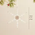 Colgante de copo de nieve de acrílico con perlas blancas y centro de pedrería dorada - Colgante de Copo de Nieve de Strass Hueco Dorado (25-Copo Blanco)
