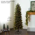 5ft PE artificial pencil Christmas tree with 180 warm white LED lights and metal stand - 150cm Full PE Pencil Tree (Built-in 180 LEDs)