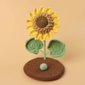 Handgefertigter Häkel-Sonnenblumen-Handyhalter mit stabilem braunem Strickfuß für Tisch - Großer Rein Gelber Sonnenblumen Halter