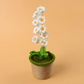 Handmade crochet lily of the valley potted plant ornament for home and office desk decor - White - 9 Bellflowers Potted Plant (Hemp Rope Style)