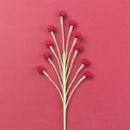 Handmade crochet snow berry stem with deep red pom-poms for floral home decoration - Burgundy