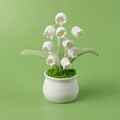 Muguet fait main au crochet en pot blanc pour décoration d'intérieur et cadeau - Blanc
