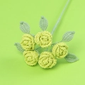 Bouquet de 5 roses jaunes au crochet avec feuilles vertes sur fond vert uni - Vert