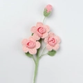 Handmade crochet pink roses bouquet with three blooms and one bud on a white background - Xue Wu 3-Head Barbie Rose Stem / Gradient Pink