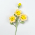 Handmade crochet narcissus bouquet with yellow flowers and green stems on white background - Xue Wu 3-Head Barbie Rose Stem / Gradient Yellow