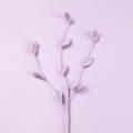 Macro shot of handmade crochet purple flower stems with detailed knitted leaf textures - Purple