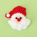 Handmade crochet Santa Claus hanging ornament with classic red hat and white beard - Finished Santa Claus Head - Red