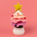 Handmade crochet pink Christmas tree in white ceramic pot for holiday desktop decoration - Christmas Tree Potted Plant (White Pot) - Gradient Pink