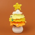 Handmade crochet Christmas tree potted plant with colorful pom poms and ceramic base - Christmas Tree Potted Plant (White Pot) - Gradient Yellow