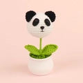 Mini plante panda au crochet faite main pour décoration de bureau et cadeau créatif - Plante en Pot Panda
