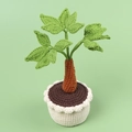 Pianta in vaso con albero dei soldi all'uncinetto fatta a mano con foglie verdi e base beige - Ornamento albero di cocco grande (Vaso cilindrico in filato) / Albero di Cocco Verde