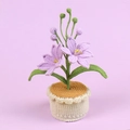 Handgemaakte gehaakte Mars-orchidee met paarse bloemen op een zachte kleurachtergrond - Paars
