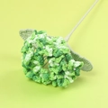 Handmade knitted green hydrangea yarn flower with pearl accents and long stem decor - Hydrangea Branch / Gradient Green
