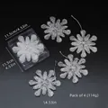 Set of 4 transparent acrylic snowflake pendants with glitter finish and storage box - 11cm / Snowflake Glitter