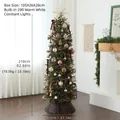 210cm schlanker künstlicher PE Weihnachtsbaum mit 290 warmen LEDs und Christbaumdecke - 210cm Dekorierter Baum (Inkl. Ornaments+Zaun+290 LEDs)