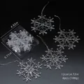 Set of 4 clear acrylic Christmas snowflake pendants with 12cm diameter and silver strings - 11cm / Transparent Snowflake