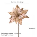 Champagne gold artificial Christmas poinsettia flower with glitter sequins and 50cm stem - 2537-Champagne Flower Pick