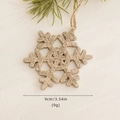 Fiocco di neve dorato glitterato da 9cm per decorazione albero di Natale con corda di iuta - Stile Fiocco di Neve / Fiocco di Neve Champagne Oro