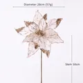White Christmas poinsettia decoration with gold glitter edges and 50cm support pole - 2537-Cream White Flower Pick