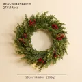 Couronne de Noël 50cm avec aiguilles de pin PE, baies rouges, cônes et lampes LED - Petite Couronne Avec Lumières
