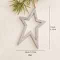 Décoration de sapin étoile argentée scintillante avec corde en jute et dimensions - Étoile Argent Champagne