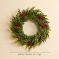 Couronne de Noël lumineuse de 60cm avec aiguilles de pin PE et baies rouges - Grande Couronne Avec Lumières