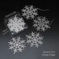 Pack de 4 copos de nieve de acrílico transparente con purpurina, 14 cm de diámetro - 14cm / Copo de Nieve con Purpurina Tipo C