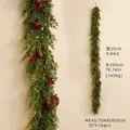 Guirlande de Noël PE de 2m avec baies rouges, pommes de pin et LED chaudes, 25cm large - Guirlande Décorative Avec Lumières