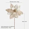 Künstliche Weihnachtsblume mit silbernen champagnerfarbenen Pailletten und Perlen - 24cm / Champagnergold