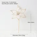 Champagne mesh flower pick with gold glitter and pearl center for Christmas decor - Champagne Flower Pick (241472S)