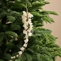 Champagne artificial Christmas pick with white pearls and beads, 36cm length for tree decor - SA25108 Hanging Ornament