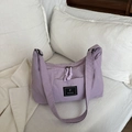 Sac fourre-tout en nylon violet clair avec bandoulière réglable et logo frontal - Violet