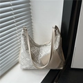 Bolso chic de jacquard beige con motivos florales y elegantes correas de hombro - Beige