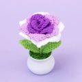 Handmade crochet rose flower in purple and white gradient inside a white ceramic pot - Gradient Purple