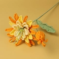 Handgemaakte gehaakte epiphyllum bloem met gele gradiënt en groene steel voor interieur - Epiphyllum Tak - Oranje