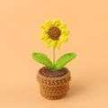 Handmade crochet sunflower potted plant decorative desktop ornament in yellow and green - 3-ring (bright Yellow) Pointed Sunflower (small Mini Yarn Pot)