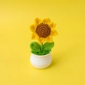 Handmade crochet sunflower potted plant decoration for desktop, knitted yellow flower - 4-Round Ordinary Sunflower Potted Plant