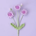 Detailed view of hand-crocheted purple daisy flowers with visible stitch textures - Daisy Bouquet / Purple