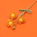 Handmade crochet daisy flower in gradient orange with green leaves for home decor - Orange