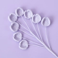 Handmade lavender crochet flower bouquet featuring seven bell-shaped blossoms on purple stem - Purple