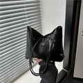 Bolso de hombro negro elegante con detalle de lazo y acabado en piel sintética premium - Negro