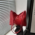 Elegante bolso tote rojo con lazo de cuero y correa suave para el hombro para mujer - Rojo