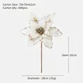 Artificial white Christmas poinsettia flower with gold glitter edges and long stem - 28cm / White