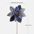 Blauer künstlicher Weihnachts-Weihnachtsstern mit Glitzer für festliche Dekorationen - 24cm / Dunkelblau