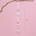 Pendaglio in cristallo acrilico rosa con perle e nastro su ramo d'albero, lunghezza 23 cm - Acrilico Rosa Stile 2(25-YKL)